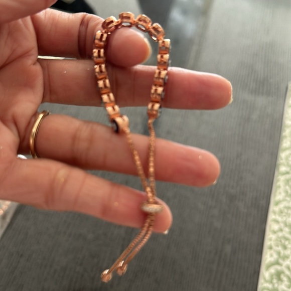 NEW 14 k rosegold vermeil evil eye 🧿 bracelet with diamanté slider clasp. - Picture 3 of 4